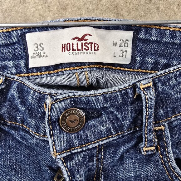 Hollister Womens Bootcut Jeans Medium Wash Size 26x31 Low Rise Stretch Cotton Bl - Picture 3 of 5